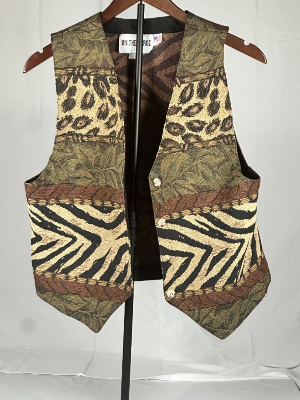 On The Verge Vintage Medium Animal Print Tapestry Vest Made in USA